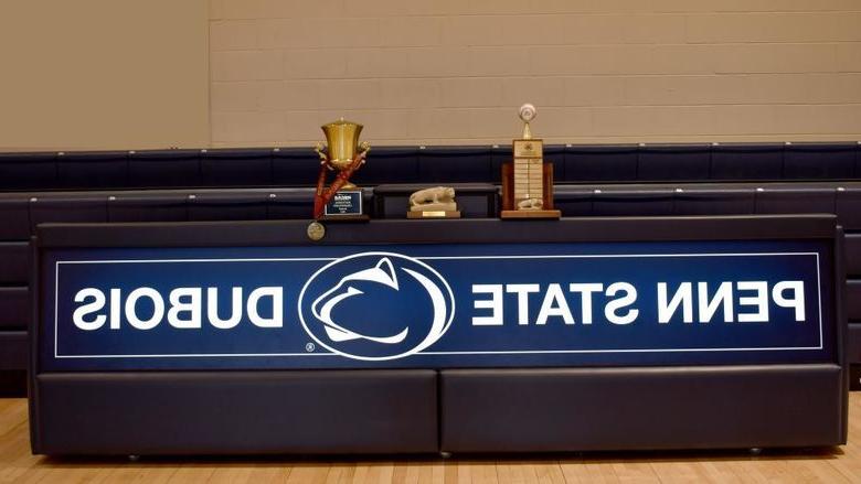 Several trophies on display in the PAW Center that the athletic teams at 365英国上市杜波依斯分校 won during the athletic year