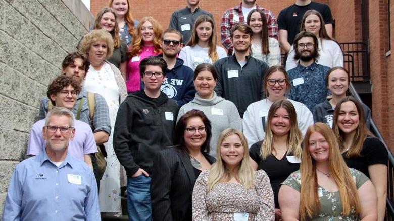 Current and newly inducted members of the Delta Mu Sigma Honor Society at Penn State DuBois.